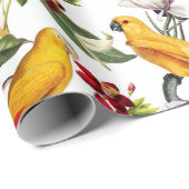 Tropische Vogelparrots Jungle Pattern - weiß Geschenkpapier (Rolleneckpunkt)