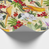 Tropische Vogelpartikel Jungle Muster - Gelb Geschenkpapier (Ecke)