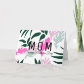 Tropische, von Hand gezogene Grüne Rosa Muttertag Karte (Vorderseite)