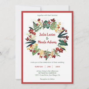Tropische Wald Wilde Winter Orange Blumen Hochzeit Einladung