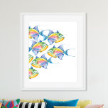 Tropische Wall-Dekoration Wasserfarben Fisch Beach Poster<br><div class="desc">Ideal für Schlafzimmer,  Bäder und Wohnbereiche in Ihrer Küstenstrasse Zuhause. Diese farbenfrohe Strandkunst zeigt eine Nachbildung meiner originalen handbemalten Aquarellkönigin triggerfish. Es passt zu meiner Dekorationssammlung an der Küste und ist perfekt für Ihre Hütte am Strand. Weitere Informationen zur Kunst an der Küste finden Sie unter www.zazzle.com/dotellabelle</div>