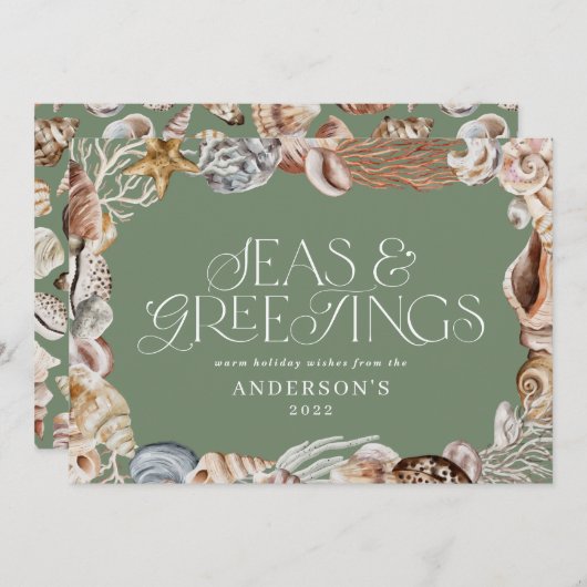 Tropische warme Weihnachtssee Grüße grün Feiertagskarte (Vorne/Hinten)