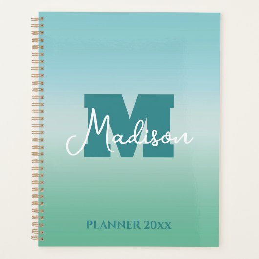 Tropische Wasser Gradient Monogramm Name Planer (Vorderseite)