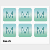 Tropische Wasser Gradient Monogramm Name Quadratischer Aufkleber (Blatt)