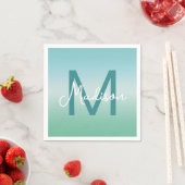Tropische Wasser Gradient Monogramm Name Serviette (Beispiel)