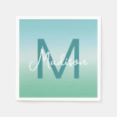 Tropische Wasser Gradient Monogramm Name Serviette (Vorderseite)