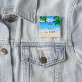 Tropische Wasser-Strand-Hochzeit Save the Date Button (Beispiel)