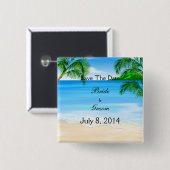 Tropische Wasser-Strand-Hochzeit Save the Date Button (Vorne & Hinten)