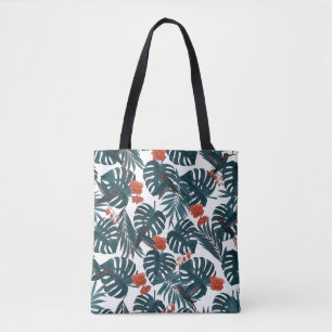 Tropische Wasserfarbe, Blätter, Blume, Kolibris Tasche