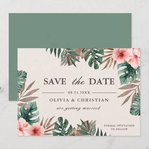 Tropische Wasserfarbe Grüne Monstera Florale Hochz Save The Date