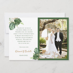 Tropische Wasserfarbe Grüne Palmwedel Hochzeit Dankeskarte