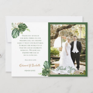 Tropische Wasserfarbe Grüne Palmwedel Hochzeit Dankeskarte