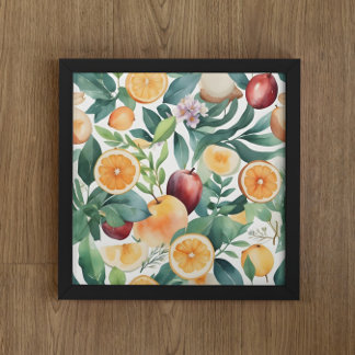 Tropische Wasserfarbe Harmonie von Obst und Blätte Poster