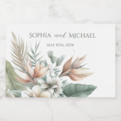 Tropische Wasserfarbe Hochzeitsfeier Schaumweinetikett (Einzelnes Label)