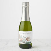 Tropische Wasserfarbe Hochzeitsfeier Schaumweinetikett (Vorderseite)