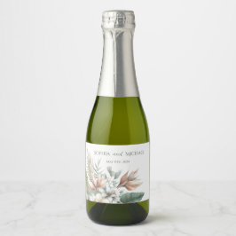 Tropische Wasserfarbe Hochzeitsfeier Schaumweinetikett