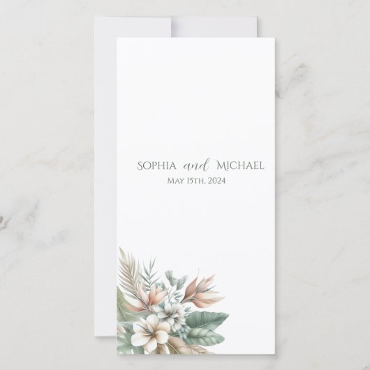 Tropische Wasserfarbe - Hochzeitsprogramm - (Vorderseite)