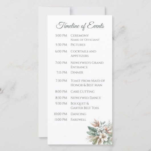 Tropische Wasserfarbe - Hochzeitsprogramm - (Rückseite)