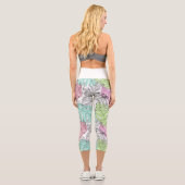 Tropische Wasserfarbe Pastel Monstera Capri Leggings (Rückseite)