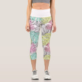 Tropische Wasserfarbe Pastel Monstera Capri Leggings (Vorderseite)