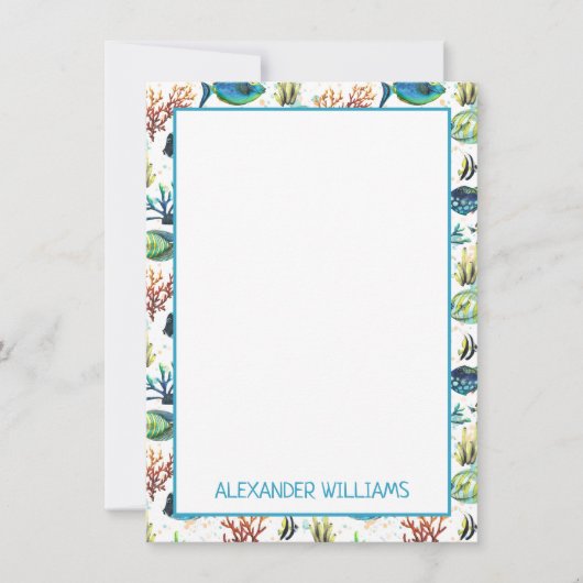Tropische Wasserfarbe Personalisiert Mitteilungskarte (Vorderseite)