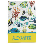 Tropische Wasserfarbe Personalisiert Mittlere Geschenktüte (Rückseite)