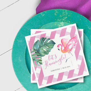 Tropische Wasserfarbe Rosa Flamingo Servietten