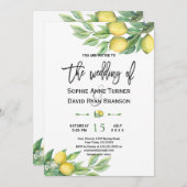 Tropische Wasserfarbe Zitronenfrüchte Blume Hochze Einladung (Vorne/Hinten)