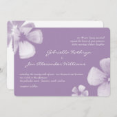 Tropische Wasserfarben-Blume mit Violett Hochzeits Einladung (Vorne/Hinten)