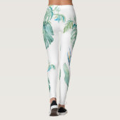 Tropische Wasserfarben, Blumen und Vegetation Leggings (Rückseite)