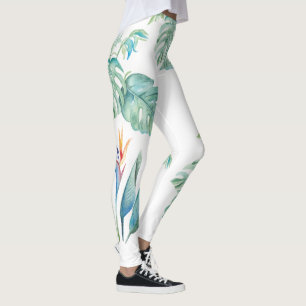 Tropische Wasserfarben, Blumen und Vegetation Leggings