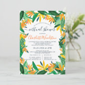 Tropische Wasserfarben-Drehbuch virtuelle Dusche Einladung (Stehend Vorderseite)