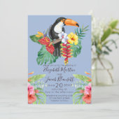Tropische Wasserfarben - Toucan & Hibiskus Hochzei Einladung (Stehend Vorderseite)