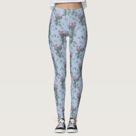 Tropische Wasserfarben von Flamingos Wiederholung Leggings (Vorderseite)