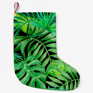 Tropische Wasserfarbenblätter: Nahtlose Eleganz. Kleiner Weihnachtsstrumpf