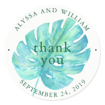 Tropische Wasserfarbenhochzeit | Blaues Leaf