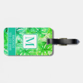 Tropische Wasserfarbenpalme Botanisches Mit Monogr Gepäckanhänger (Rückseite horizontal)