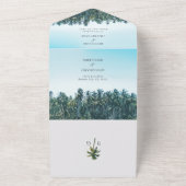 Tropische Wasserfarbenpalmen und Hochzeiten am Str All In One Einladung (Außenbereich)