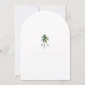 Tropische Wasserfarbenpalmen und Hochzeiten am Str Einladung (Rückseite)