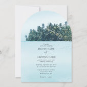 Tropische Wasserfarbenpalmen und Hochzeiten am Str Einladung (Vorderseite)