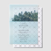 Tropische Wasserfarbenpalmen und Hochzeiten am Str Pergament Einladungen (Versetzt (Einladung))