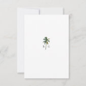 Tropische Wasserfarbenpalmen und Hochzeiten am Str RSVP Karte (Rückseite)