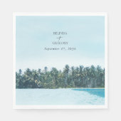 Tropische Wasserfarbenpalmen und Hochzeiten am Str Serviette (Vorderseite)