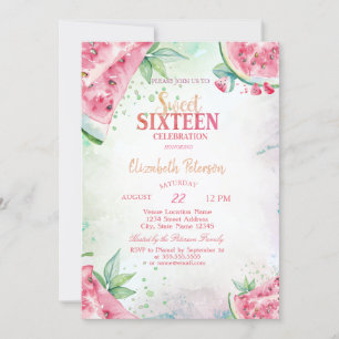 Tropische Wassermelone Sommer Sweet 16 Einladung