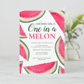 Tropische Wassermelone Wasserfarbe 1. Geburtstag Einladung (Stehend Vorderseite)