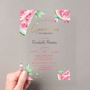 Tropische Wassermelonen Sommer Quinceanera Acryleinladungen