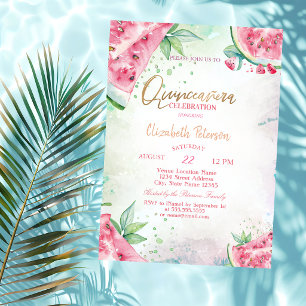 Tropische Wassermelonen Sommer Quinceanera Einladung
