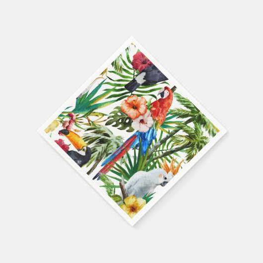 tropische Wasservögel und Blattmuster Serviette (Ecke)