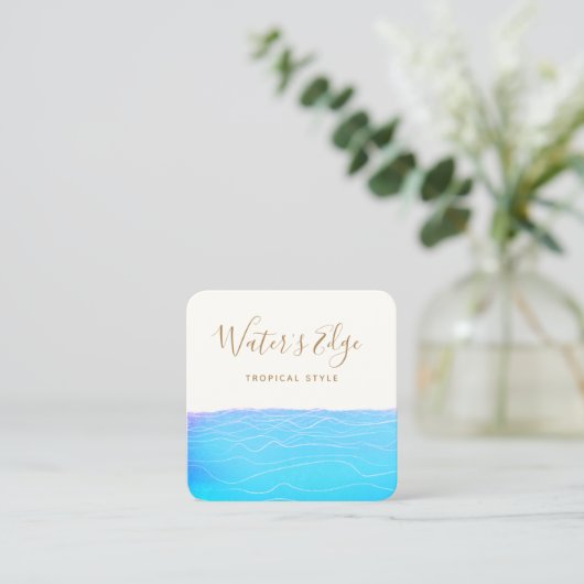 Tropische Wasserwellen Quadratische Visitenkarte (Stehend Vorderseite)