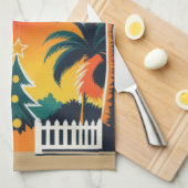 Tropische Weihnachten Geschirrtuch (Viertel Falte)